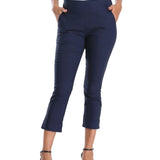 Cuffed-Hem High-Waist Tailored Cropped Pants