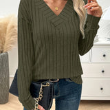 Wilhelmina™ | Cozy Slimming Ribbed V-Neck Sweater