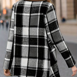 Yousra™ | Plaid Open-Front Waterfall Cardigan