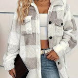 Lilou™ | Fleece Plaid Button-Up Shacket Jacket