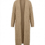 Indira™ | Extra-Long Cable-Knit Pocket Cardigan