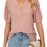 Eyelet Puff-Sleeve Blouse