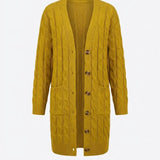 Kiana™ | Cable-Knit Buttoned Mid-Length Cardigan
