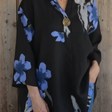 Elegant Floral Print Button-Detail Relaxed Blouse