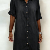 Ruffled Denim Button Dress