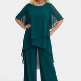 Elegant Chiffon Layered Pant Set