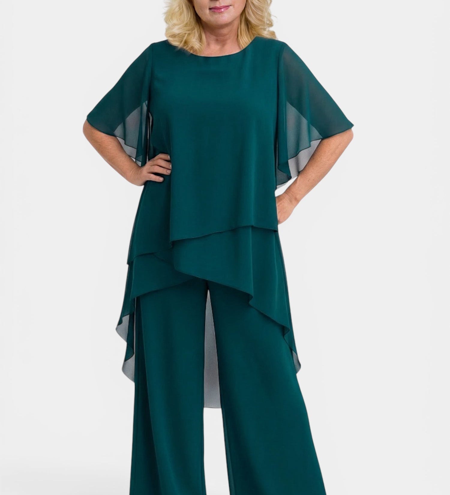 Elegant Chiffon Layered Pant Set