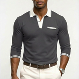 Alejandro | Men's Polo Shirt with Contrast Collar and Striped Cuffs | Classic