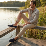 Alejandro Men's Casual Moccasins with Contrast Sole and Visible Stitching