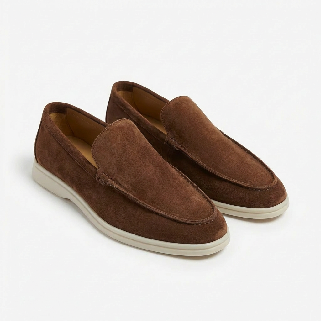 Alejandro Men's Casual Moccasins with Contrast Sole and Visible Stitching