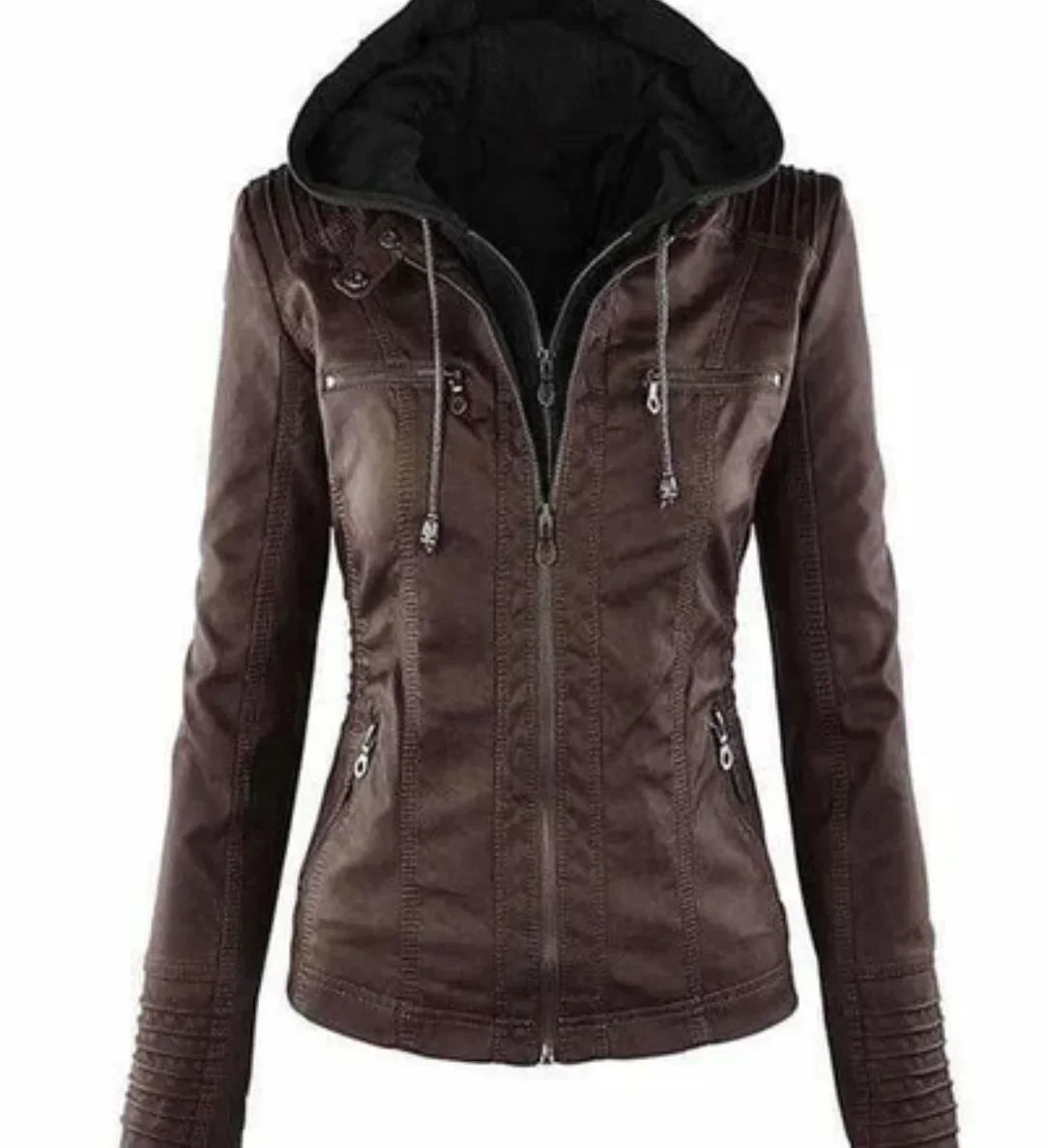 Bea™ | Elegant Hooded Jacket in Faux Leather