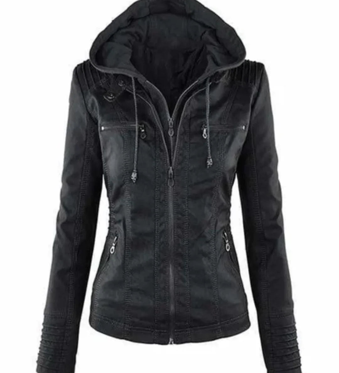 Bea™ | Elegant Hooded Jacket in Faux Leather
