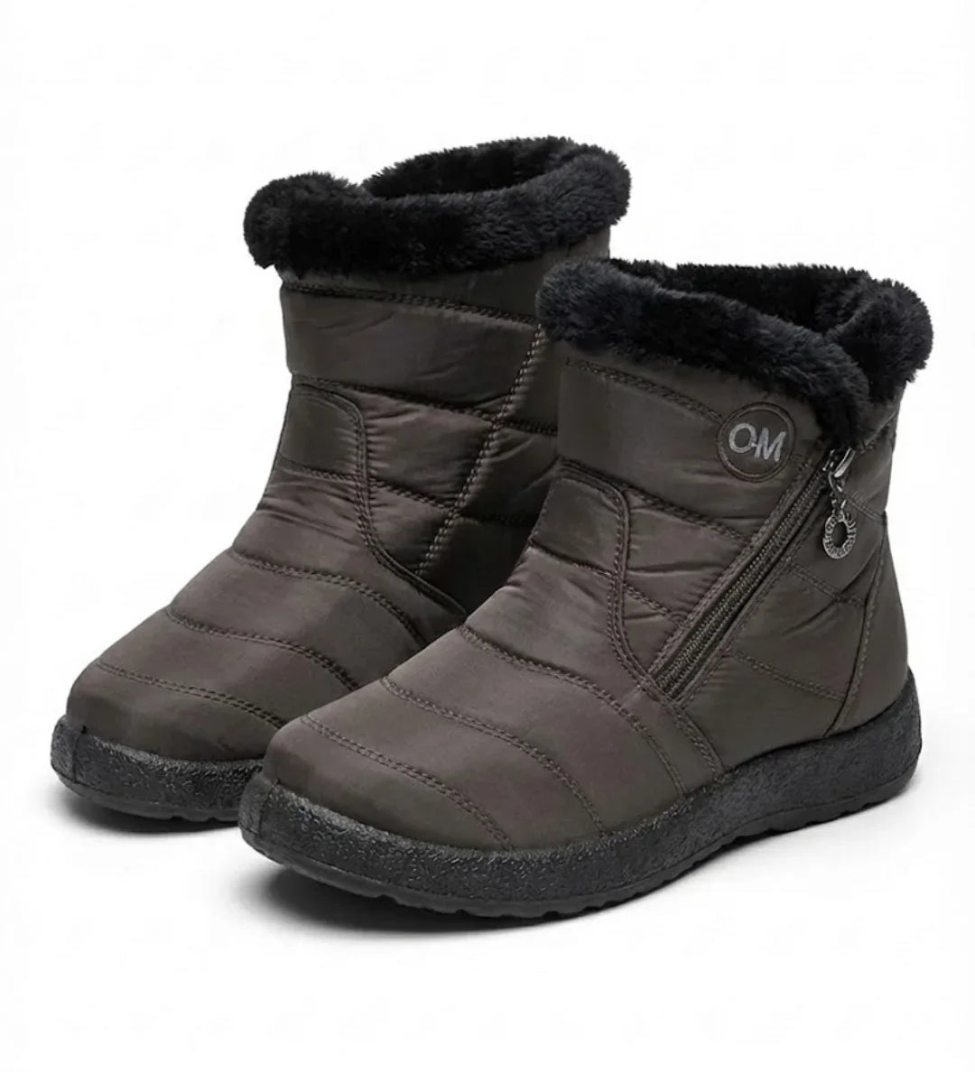 Cendy™ | Quilted Fleece-Lined Zip Ankle Boots
