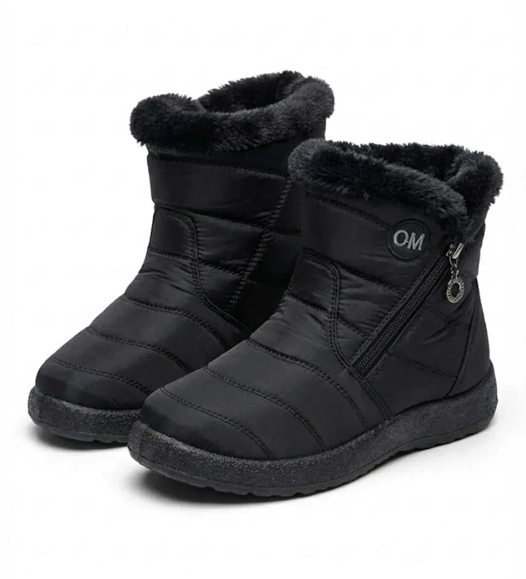 Cendy™ | Quilted Fleece-Lined Zip Ankle Boots