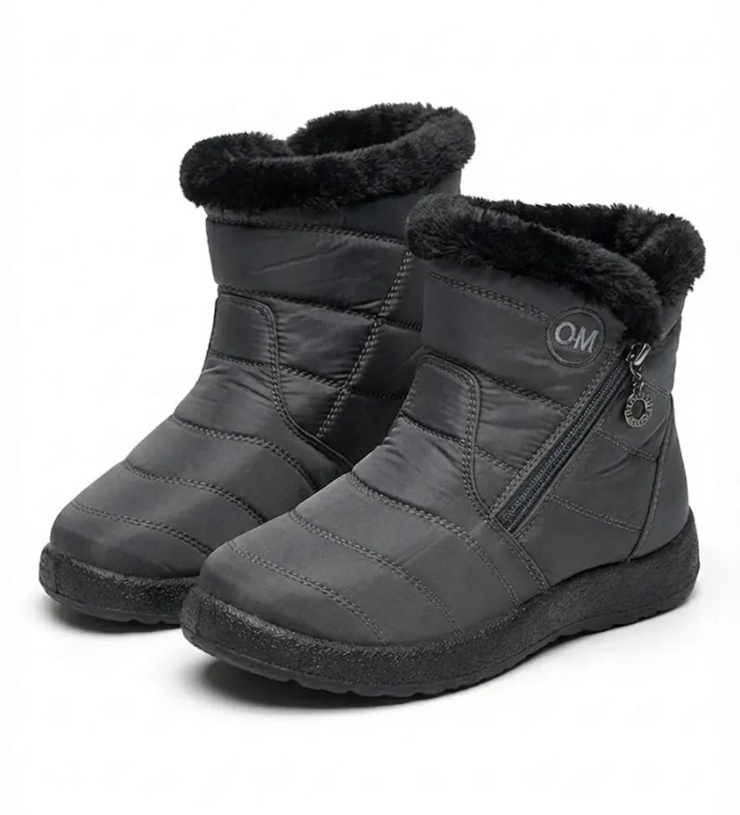 Cendy™ | Quilted Fleece-Lined Zip Ankle Boots