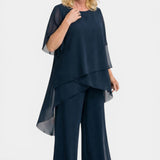 Elegant Chiffon Layered Pant Set