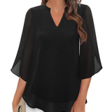 V-Neck Chiffon Casual Flowy Blouse