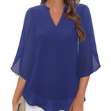 V-Neck Chiffon Casual Flowy Blouse