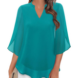V-Neck Chiffon Casual Flowy Blouse