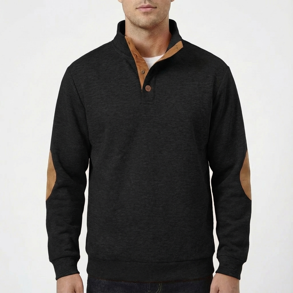 Carlton | Men's Sweater with Buttoned Neck and Extra Button Detail