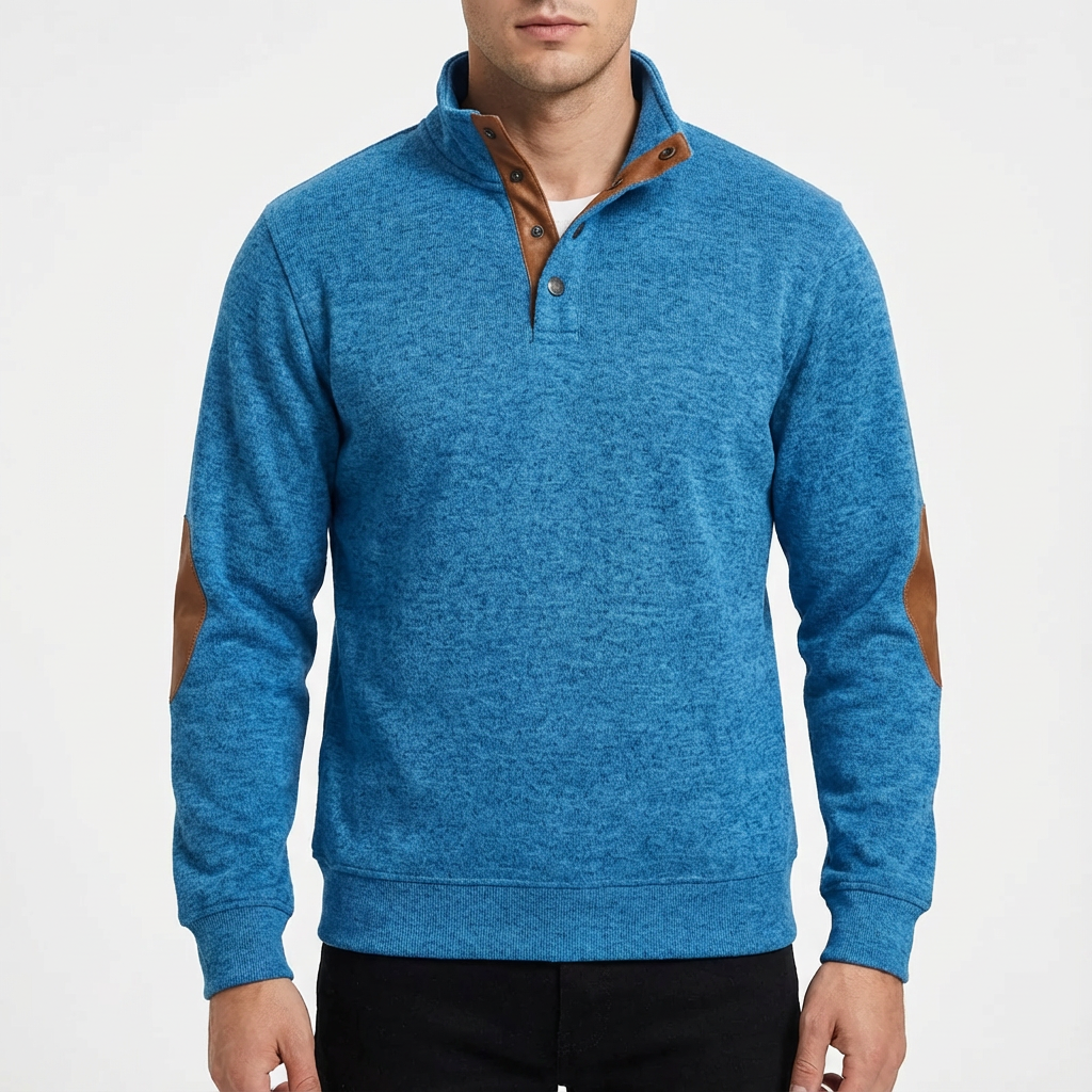 Carlton | Men's Sweater with Buttoned Neck and Extra Button Detail