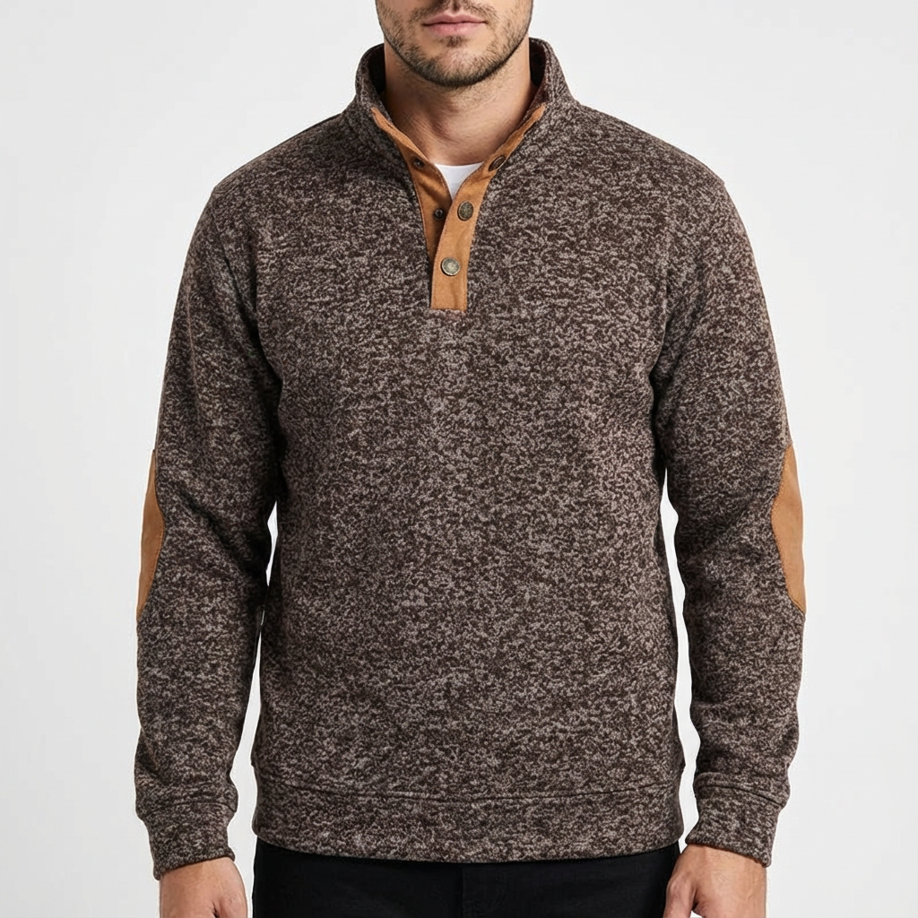 Carlton | Men's Sweater with Buttoned Neck and Extra Button Detail