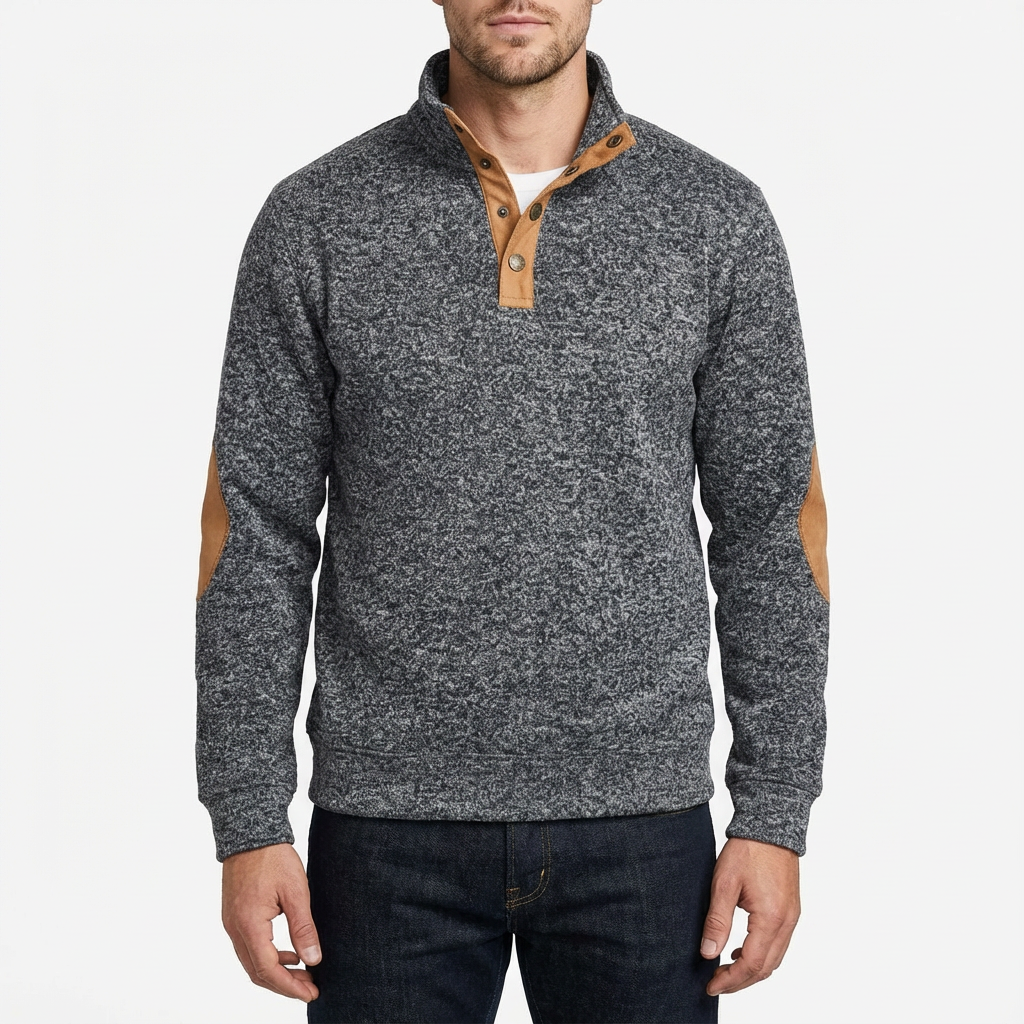 Carlton | Men's Sweater with Buttoned Neck and Extra Button Detail
