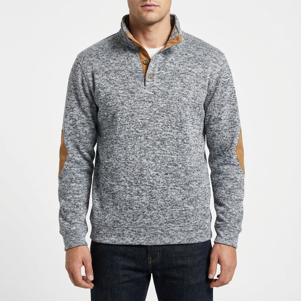 Carlton | Men's Sweater with Buttoned Neck and Extra Button Detail