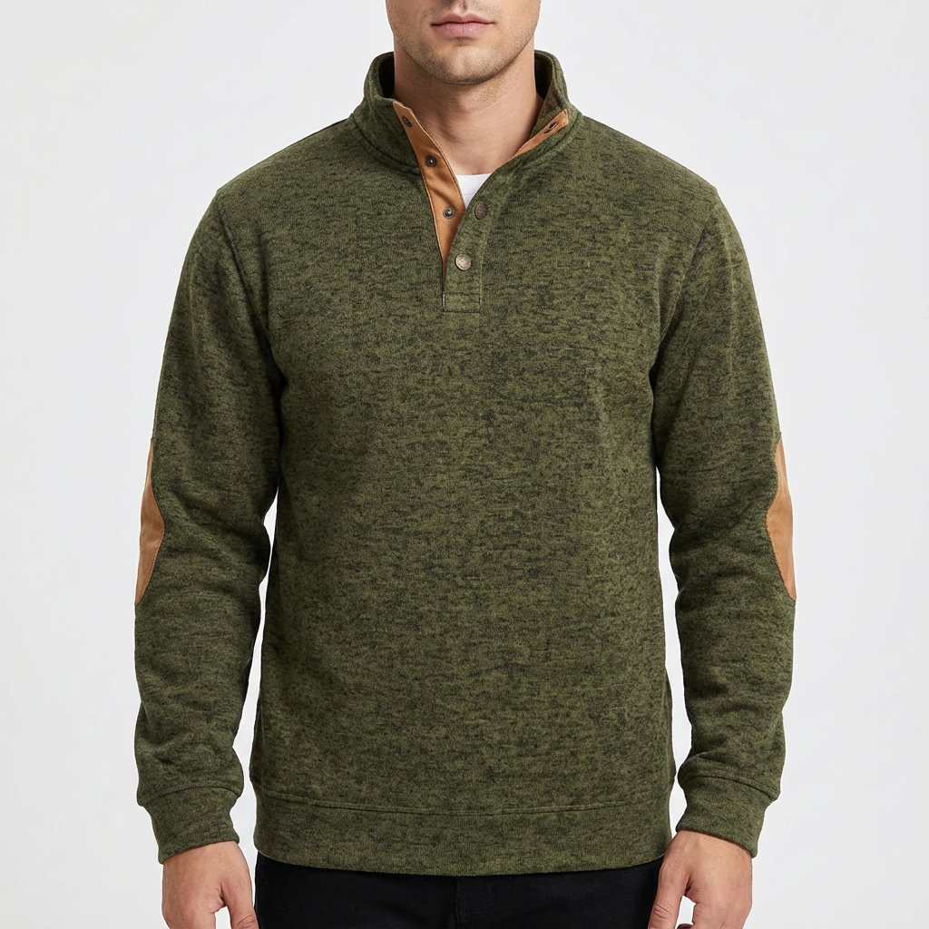 Carlton | Men's Sweater with Buttoned Neck and Extra Button Detail