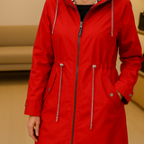 Rebecca™ | Striped-Lined Drawstring-Waist Hooded Parka Coat