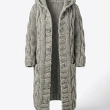 Fancytech™ | Chunky Cable-Knit Hooded Long Coat