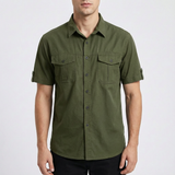 Diego | Men's Shirt with Front Pockets and Short Sleeve Tab | Casual