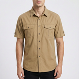 Diego | Men's Shirt with Front Pockets and Short Sleeve Tab | Casual