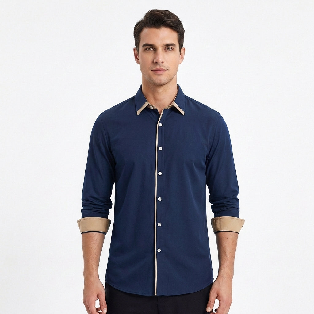 Diego | Men's Shirt with Contrast Details and Classic Collar | Elegant