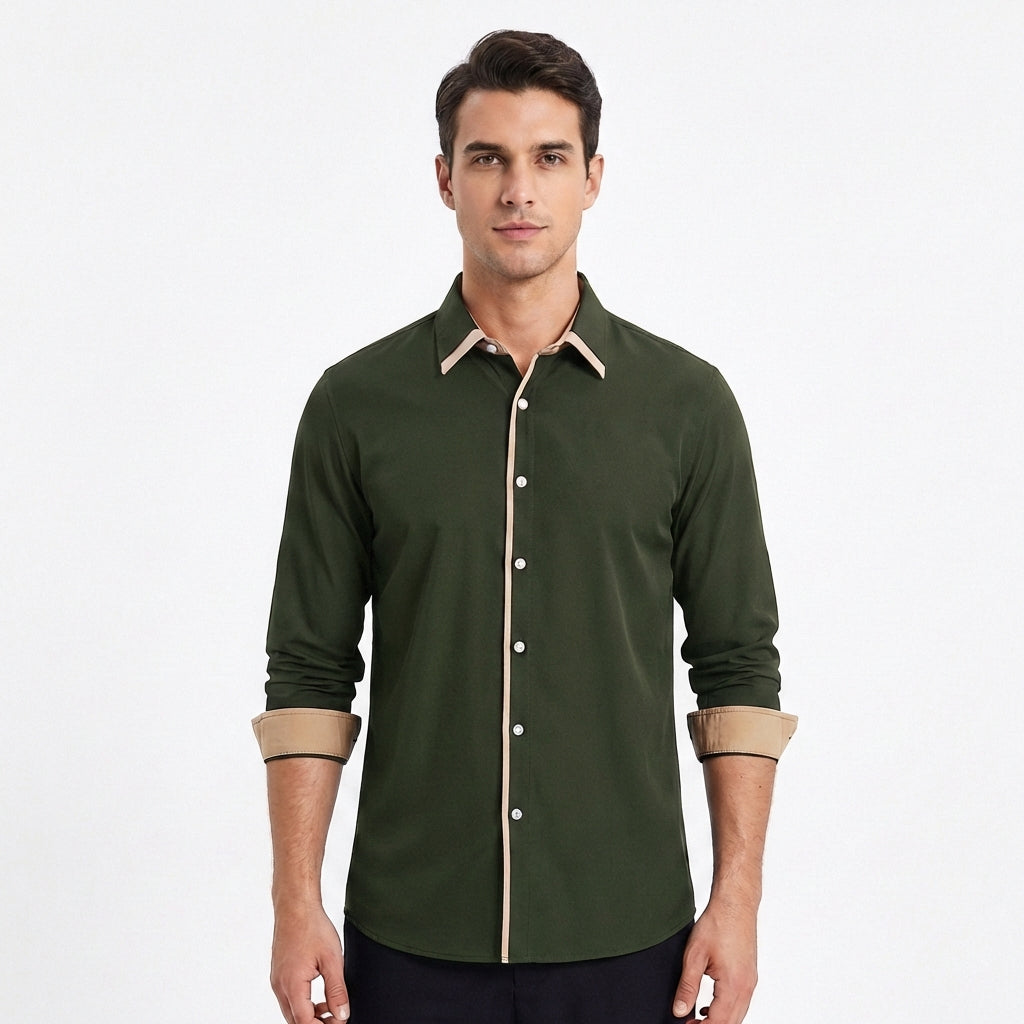 Diego | Men's Shirt with Contrast Details and Classic Collar | Elegant