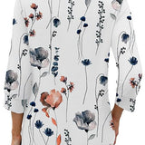Floral Print Boho V-Neck Button Blouse