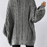 Hortense™ | Cable-Detail Buttoned Oversized Cardigan