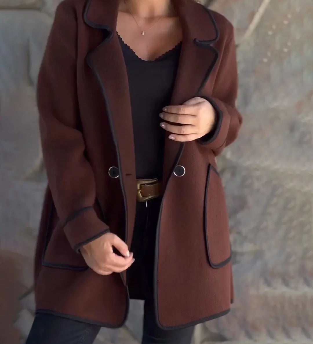 Bambi™ | Elegant Contrast Wool Coat