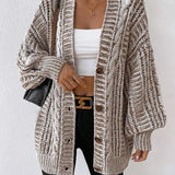 Hortense™ | Cable-Detail Buttoned Oversized Cardigan