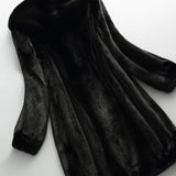 Eudora™ | Black hooded fur swing coat