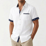 Hugo | Short Sleeve Men's Shirt with Classic Collar and Contrast Trim | Summer
