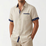 Hugo | Short Sleeve Men's Shirt with Classic Collar and Contrast Trim | Summer