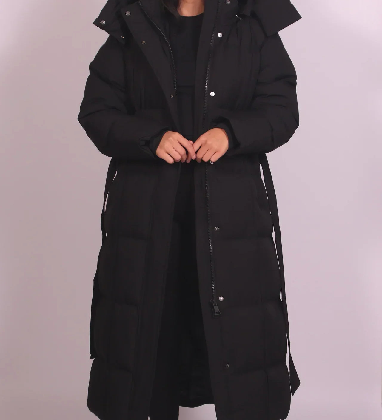 Desiree™ | Belted Hooded Maxi Puffer Coat