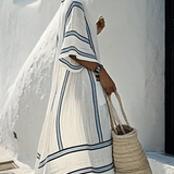 Striped Embroidered V-Neck Dress