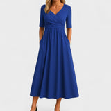 Elegant Figure-Flattering Cross-Front Surplice Maxi Dress