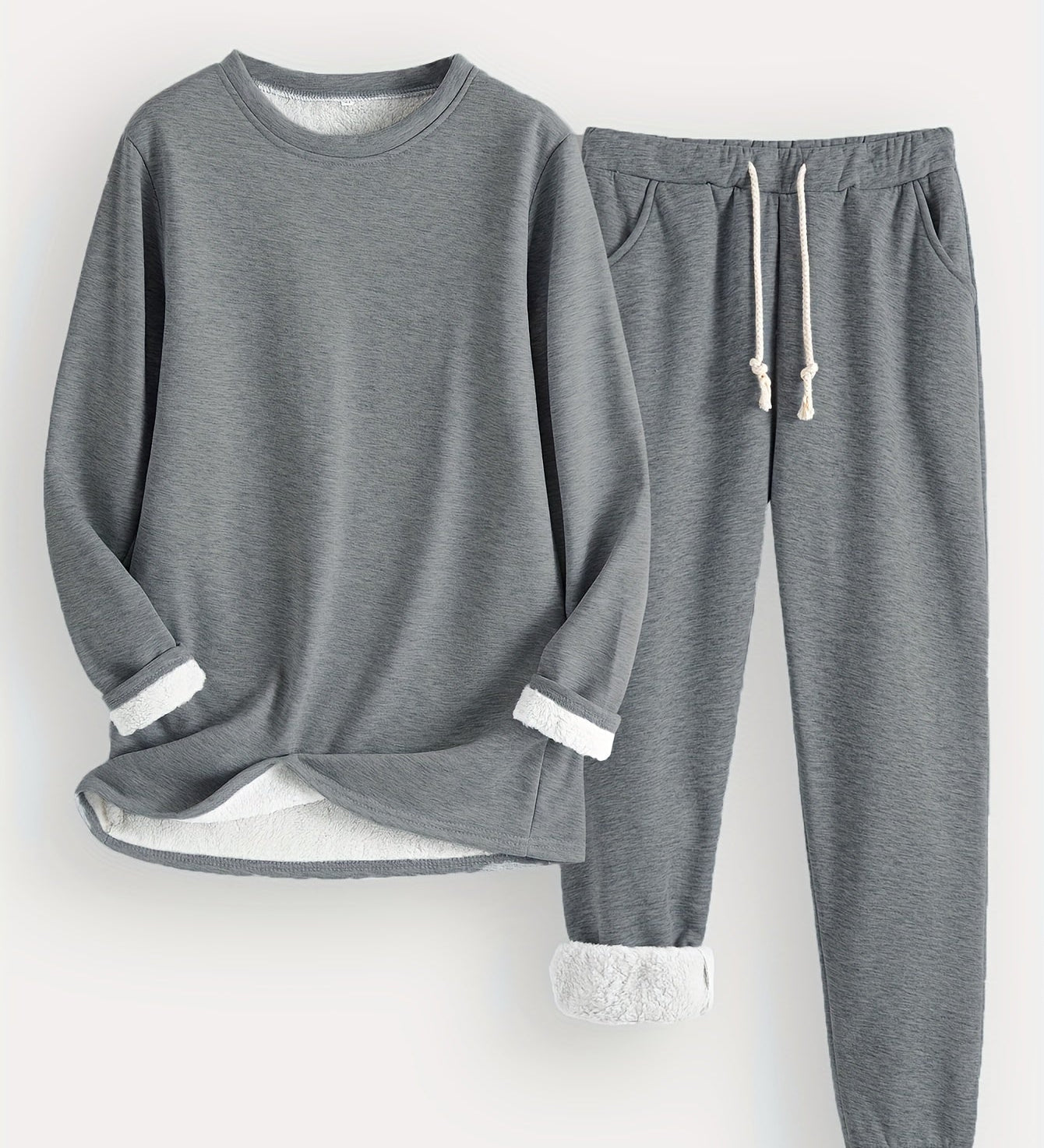 Dominika™ | Plush-lined cuffed sweatshirt jogger set