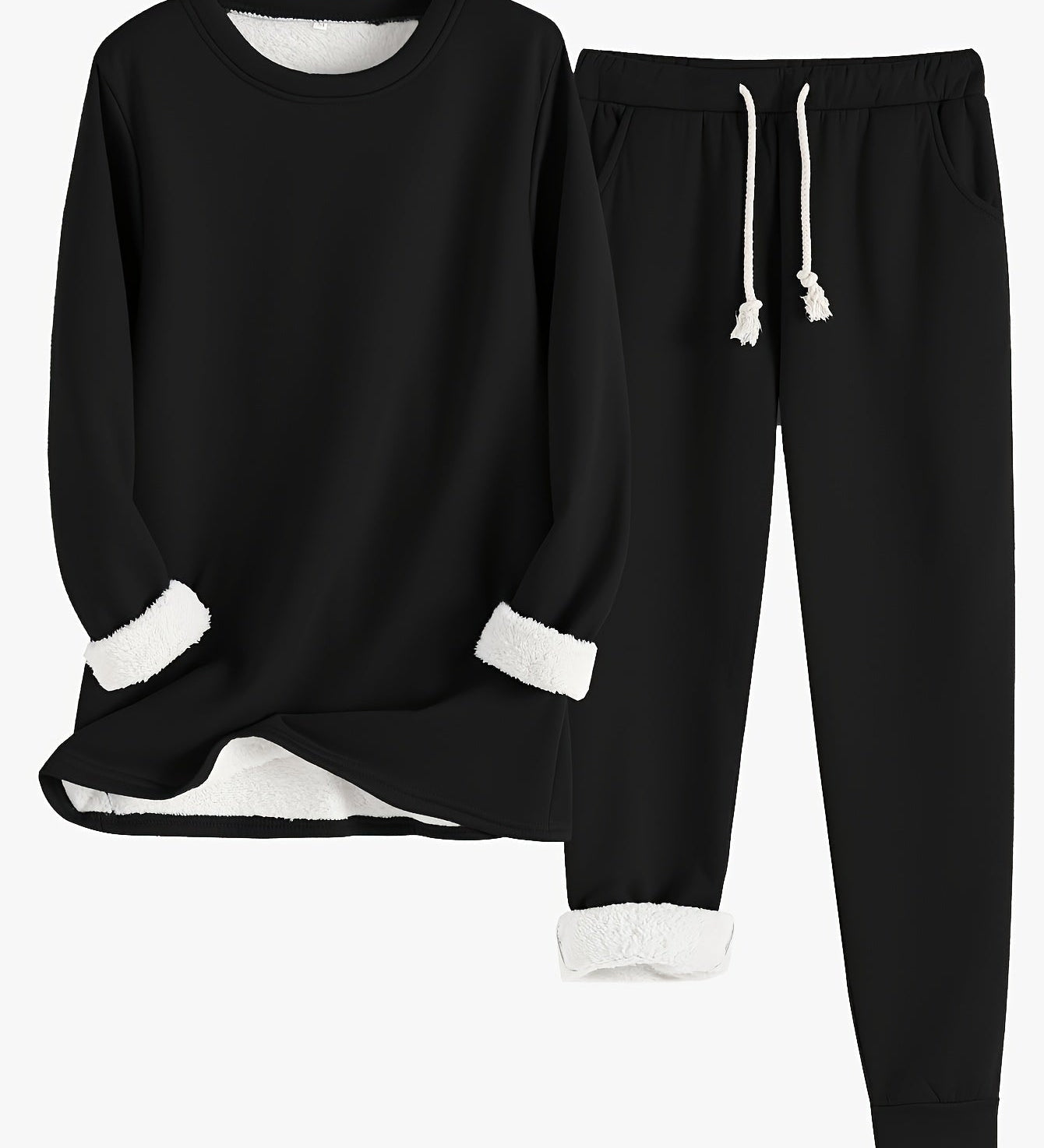 Dominika™ | Plush-lined cuffed sweatshirt jogger set