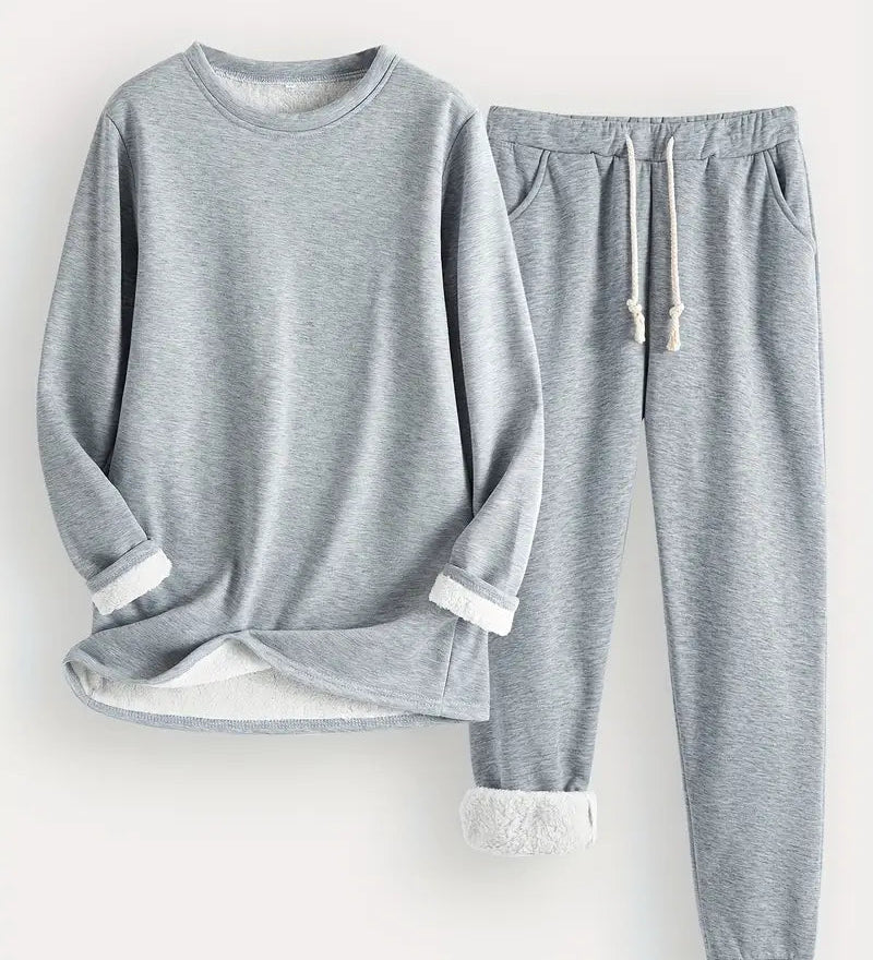 Dominika™ | Plush-lined cuffed sweatshirt jogger set