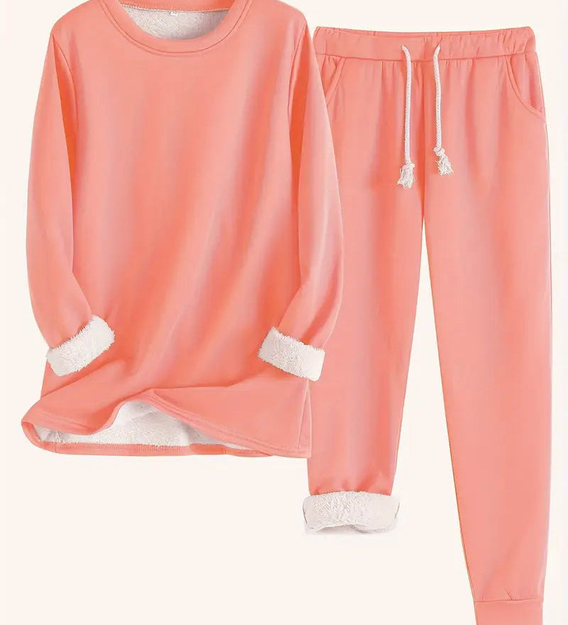 Dominika™ | Plush-lined cuffed sweatshirt jogger set