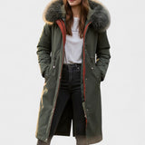 Diora™ | Faux-Fur Hood Drawstring-Waist Anorak Coat